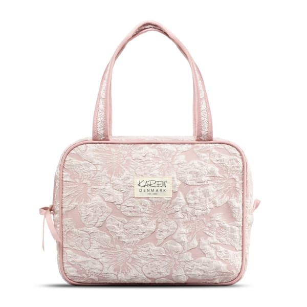 Karen Toalettveske med håndtak - Rosa brokade
