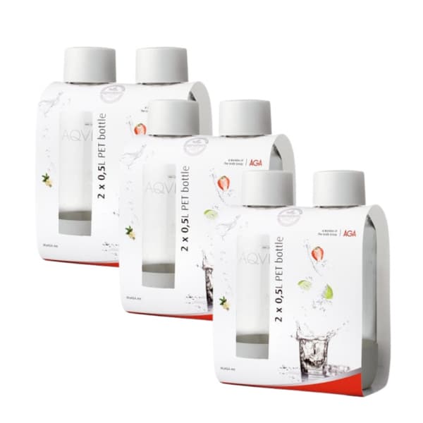 6-pack AGA AQVIA "on-the-go" 0,5L, PET-flaska (Vit)