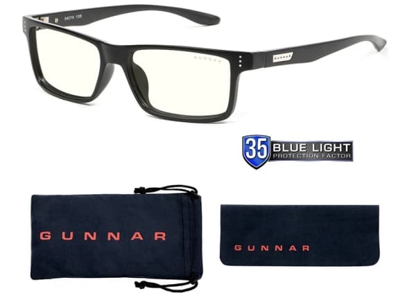 Gunnar Optiks Vertex, Unisex, Rektangel, Mode, Svart, Plast, Transparent