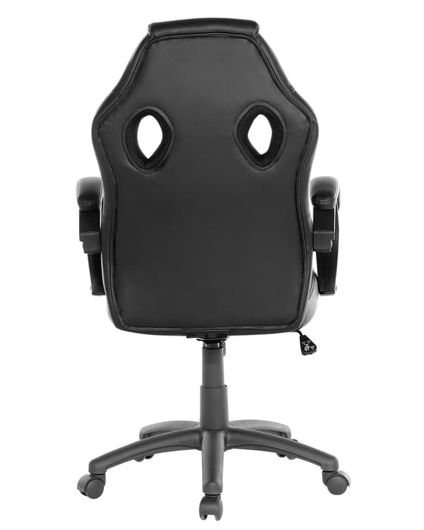 Työtuoli musta 65 x 108-115 x 65 cm keinonahka säädettävä pyörät kallistuva verkkokangas
