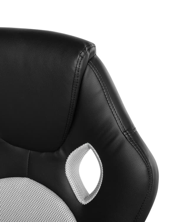 Työtuoli vaaleanharmaa 65 x 108-115 x 65 cm keinonahka säädettävä pyörät kallistuva verkkokangas