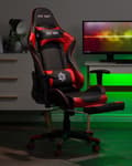 Miniatyrbild 4 av 11: Gamingstol Svart Röd Konstläder Justerbara Armstöd och Höjd Fotstöd Modern design
