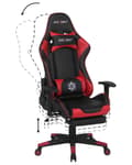 Miniatyrbild 8 av 11: Gamingstol Svart Röd Konstläder Justerbara Armstöd och Höjd Fotstöd Modern design