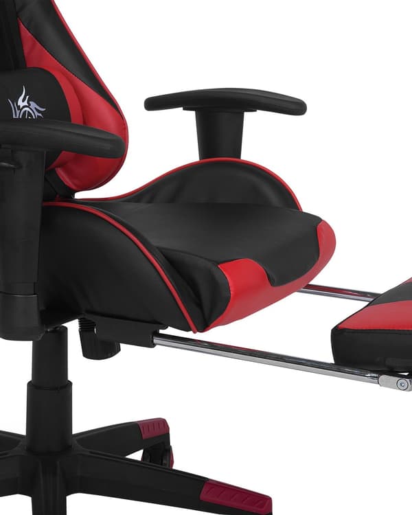 Gamingstol Svart Röd Konstläder Justerbara Armstöd och Höjd Fotstöd Modern design