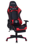 Miniatyrbild 1 av 11: Gamingstol Svart Röd Konstläder Justerbara Armstöd och Höjd Fotstöd Modern design