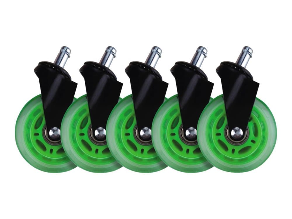 L33T 3" Casters for Gaming Chairs (Green) Univ., 5 pcs
