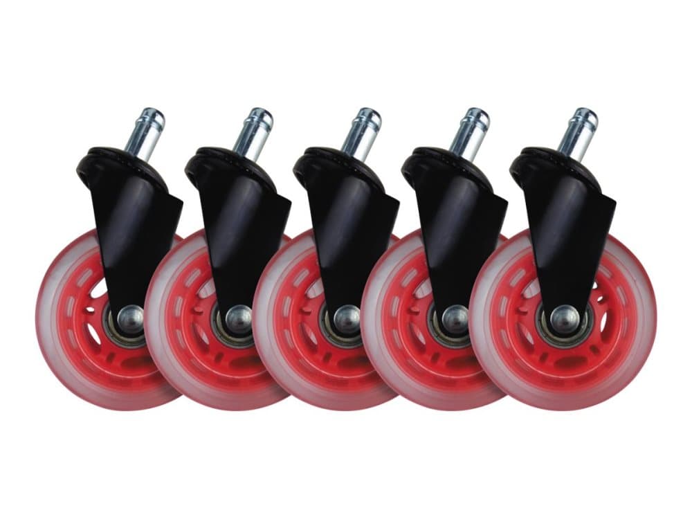 L33T 3" Casters for Gaming Chairs (Red) Univ., 5 pcs
