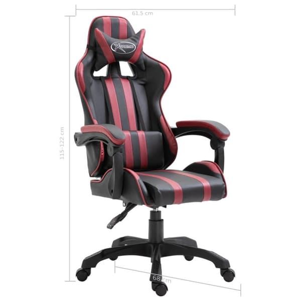 vidaXL Gamingstol vinröd konstläder