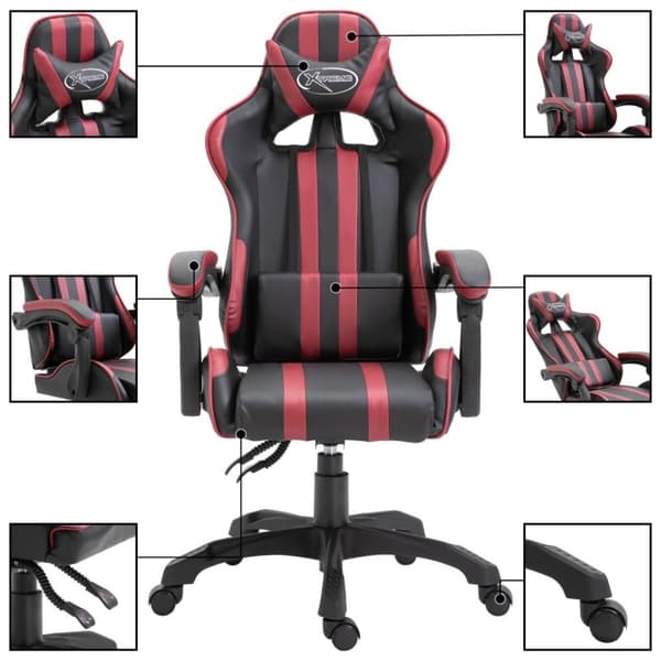 vidaXL Gamingstol vinröd konstläder