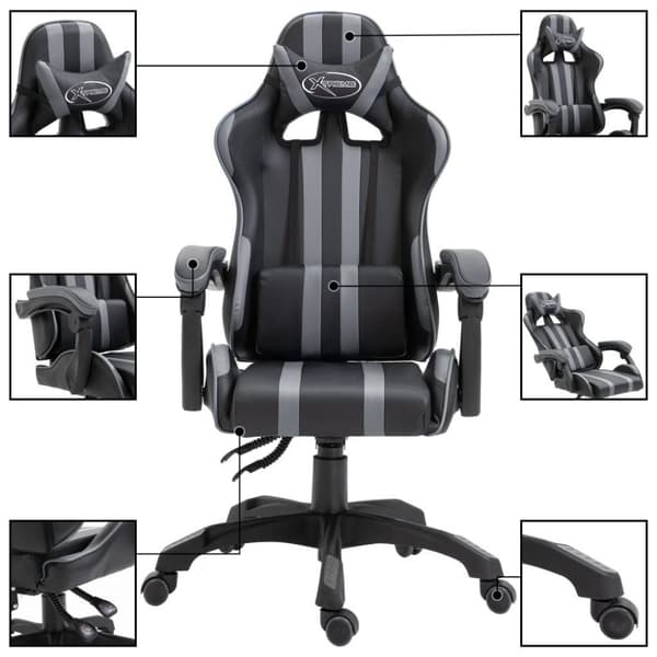 vidaXL gamingstol kunstlæder grå