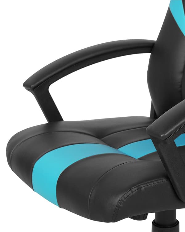 Kontorsstol Svart och Blå Konstläder Gaslift Justerbar Höjd Lutningsfunktion Gamingstol