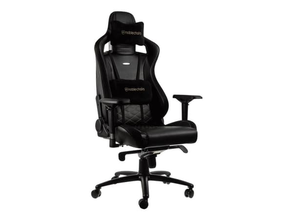 Noblechairs EPIC - Stol - ergonomisk - armstöd - svängtapp - nylon, polyuretan, skumgummi, polyuretanfauxläder - svart, guld