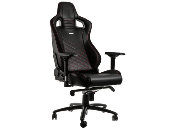 Noblechairs EPIC - Stol - ergonomisk - armstöd - svängtapp - nylon, polyuretan, skumgummi, polyuretanfauxläder - svart, röd