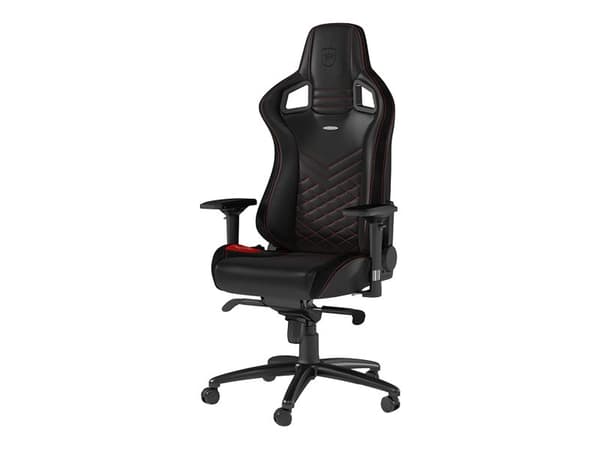 Noblechairs EPIC - Stol - ergonomisk - armstöd - svängtapp - nylon, polyuretan, skumgummi, polyuretanfauxläder - svart, röd