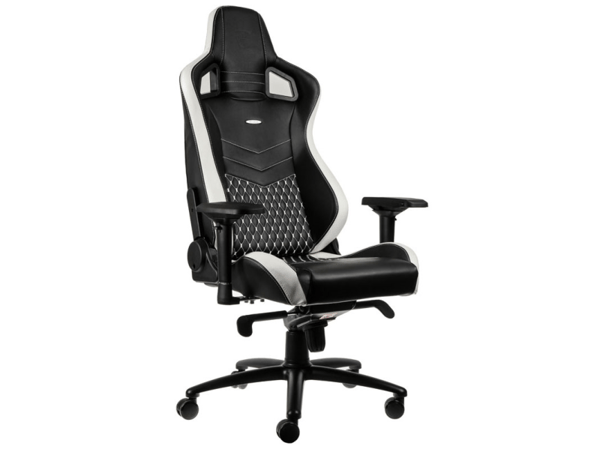 Noblechairs EPIC - Stol - ergonomisk - armstöd - svängtapp - nylon, polyuretan, skumgummi, polyuretanfauxläder - svart, vit, röd