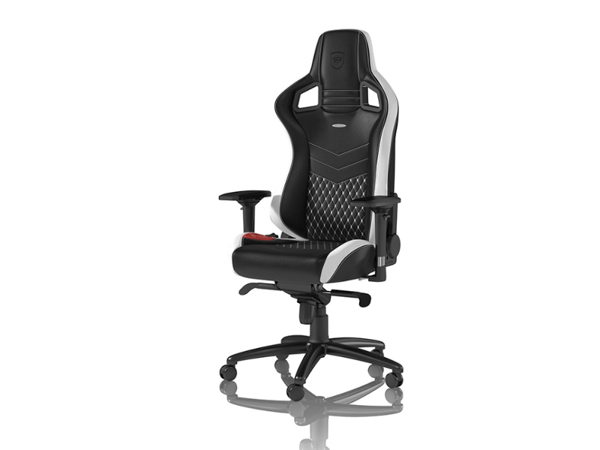 Noblechairs EPIC - Stol - ergonomisk - armlener - roterende - nylon, polyuretan, skumplast, polyuretan fauxlær - svart, hvit, rød