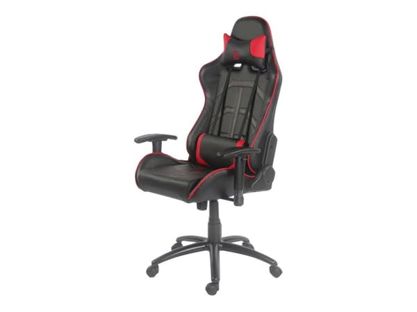 LC Power LC-GC-1 - Stol - ergonomisk - armlener - T-formet - roterende - plastikk, metall, PU-belagt lær - sort / rød