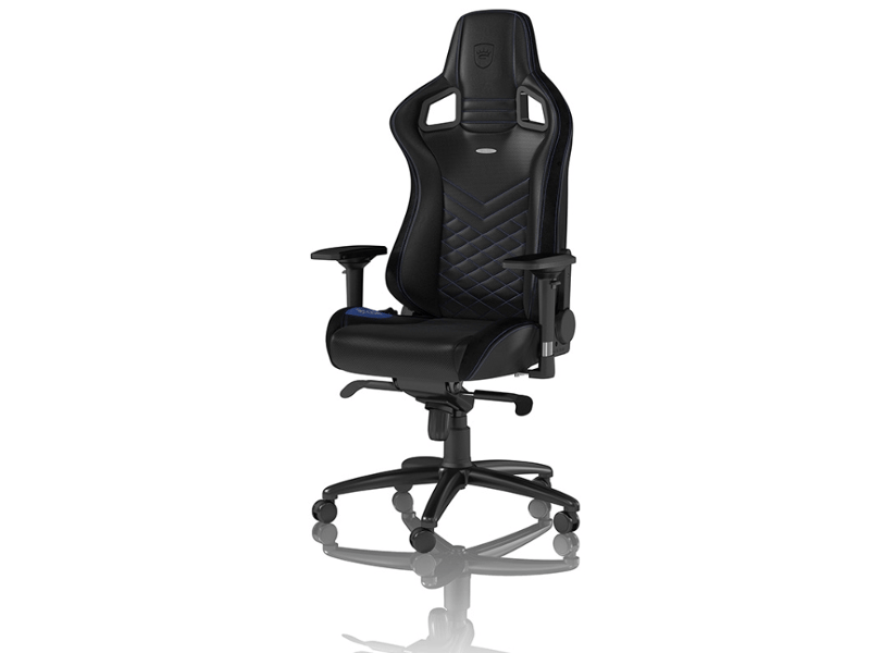 Noblechairs EPIC - Stol - ergonomisk - armstöd - svängbar - nylon, polyuretan, skum, konstläder av polyuretan - svart, blått