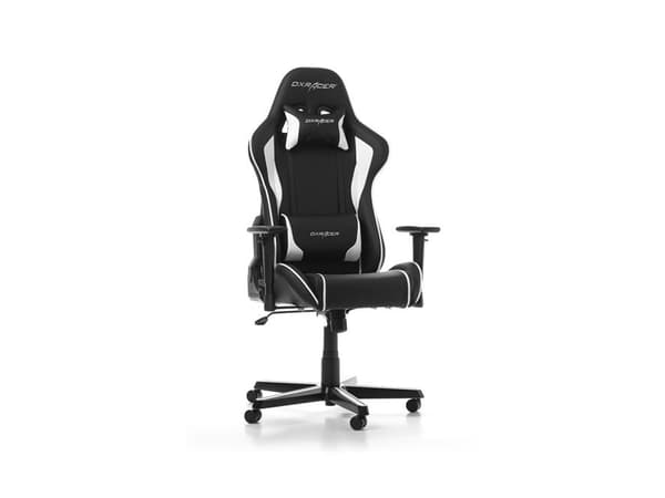 DXRacer Formula F08-NW, Stoppad sits, Stoppat ryggstöd, Svart, Vit, Svart, Vit, Konstläder, Konstläder
