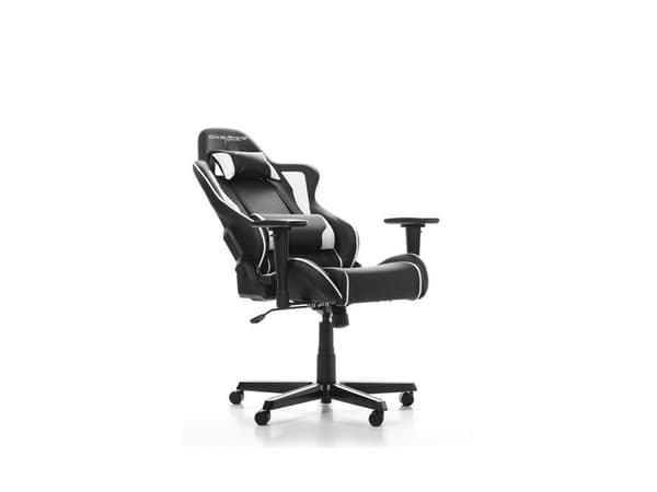 DXRacer Formula F08-NW, Stoppad sits, Stoppat ryggstöd, Svart, Vit, Svart, Vit, Konstläder, Konstläder