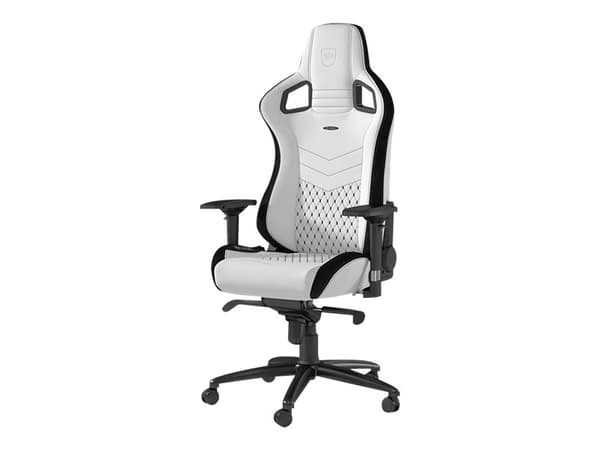 Noblechairs EPIC - Stol - ergonomisk - armlener - T-formet - roterende - aluminium, nylon, stål, polyuretanlær, kaldskum - svart, hvit
