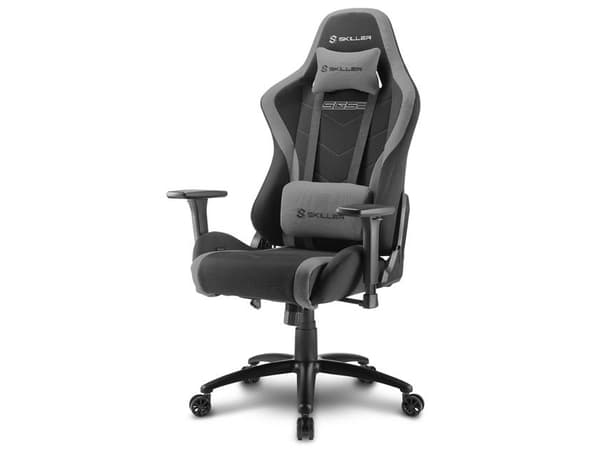 Sharkoon Skiller SGS2 - Stol - armlener - T-formet - roterende - stoff, stål, polyuretanskum - grå, svart