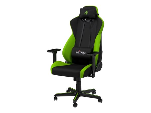 Nitro Concepts S300, PC-pelituoli, 135 kg, Nailon, Musta, Ruostumaton teräs, Musta, Vihreä