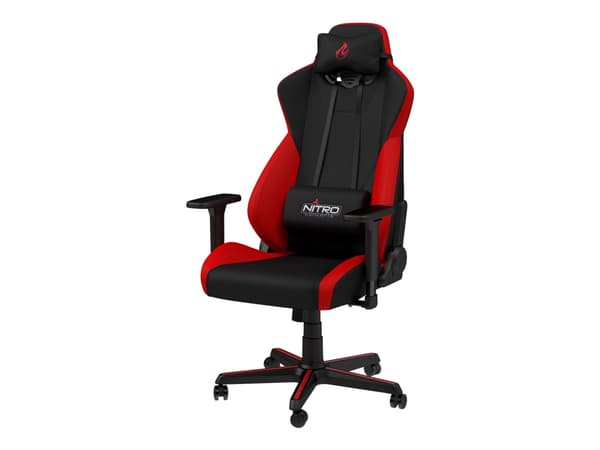 Nitro Concepts S300 - Stol - armstöd - T-formad - svängtapp - nylon, polyuretan, tyg, stål, kallt skum - svart, infernoröd