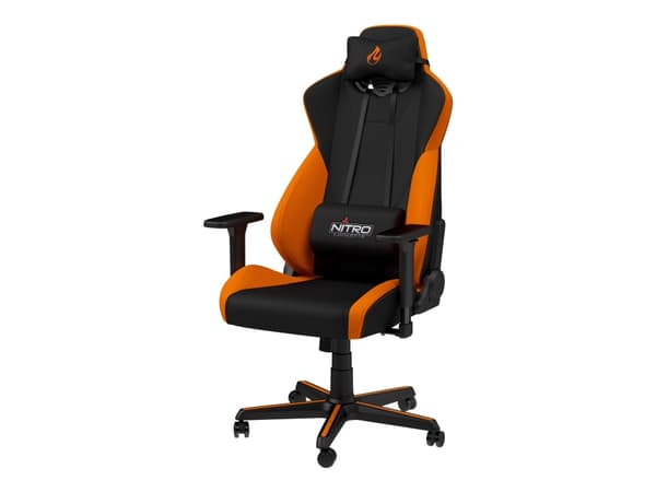 Nitro Concepts S300 - Stol - armlener - T-formet - roterende - nylon, polyuretan, stoff, stål, kaldskum - svart, horizon orange