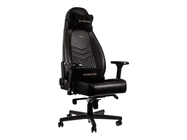 noblechairs Icon, pehmustettu istuin, Pehmustettu selkänoja, Musta, Musta, Nahka, Nahka