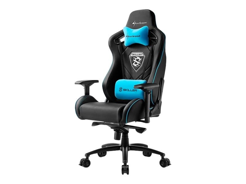 Sharkoon Skiller SGS4 - Stol - armstöd - T-formad - vridbar - PVC, formskum med hög densitet - svart, blå