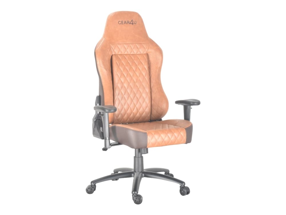 GEAR4U Comfort - Stol - armstöd - T-formad - vridbar - svängbar - nylon, polyuretan, stål, polyuretanläder, metallram - ljusbrun, mörkbrun
