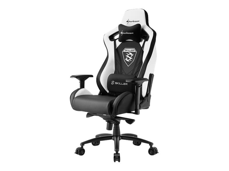 Sharkoon Skiller SGS4 - Stol - armstöd - T-formad - svängtapp - PVC, gjutet skum med hög densitet - svart, vit