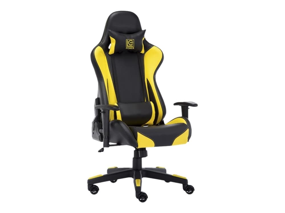 LC Power LC-GC-600BY - Stol - ergonomisk - armstöd - T-formad - lutning - svängtapp - plast, metall, skumgummi, polyuretanläder - svart, gul