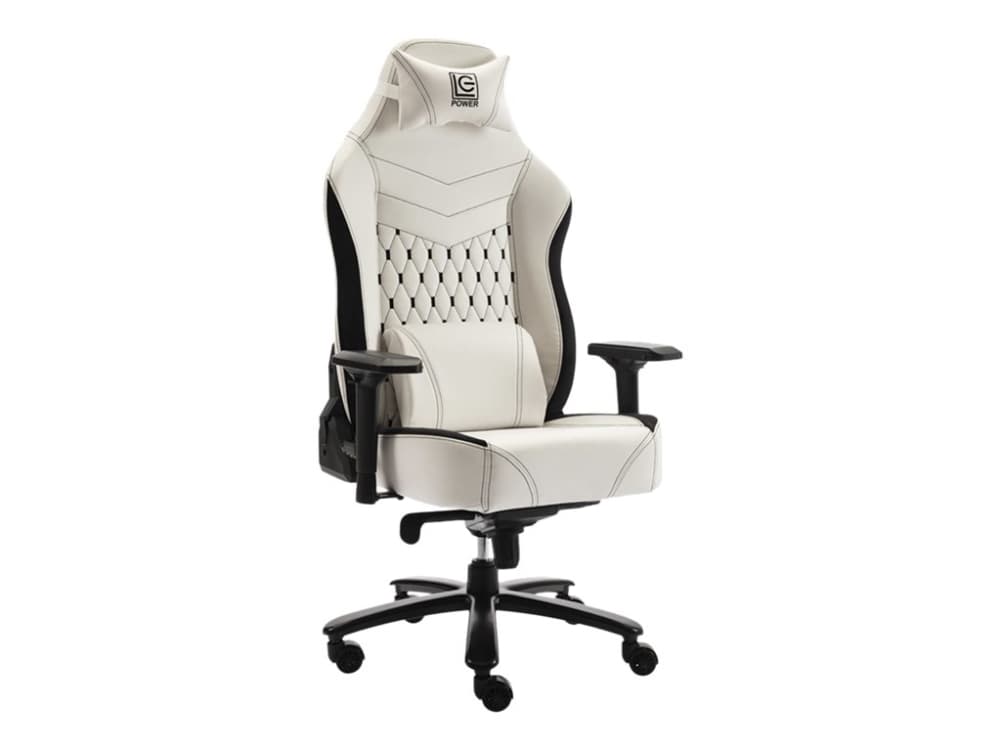 LC Power LC-GC-800 - Stol - ergonomisk - armstöd - T-formad - lutning - svängbar - polyuretanläder, hårt skum - svart, vit