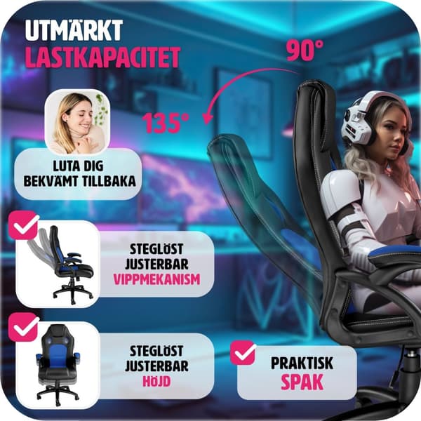 Gamingstol Tyson - svart/blå