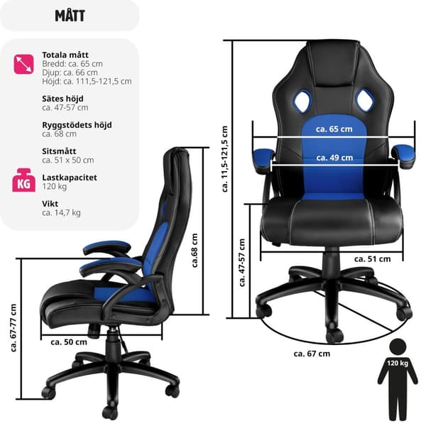 Gamingstol Tyson - svart/blå