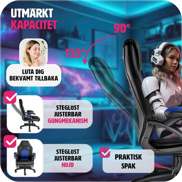Gamingstol Mike - svart/blå