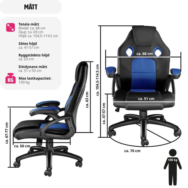 Gamingstol Mike - svart/blå