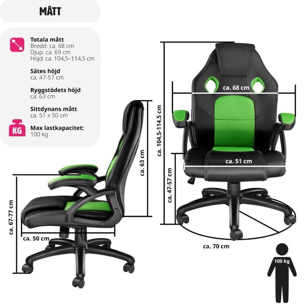 Gamingstol Mike - svart/grön