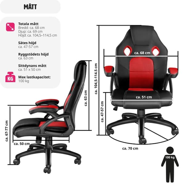 Gamingstol Mike - svart/röd