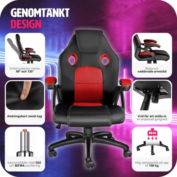 Gamingstol Mike - svart/röd