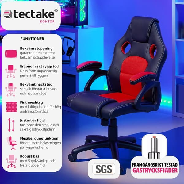 Gamingstol Mike - svart/röd
