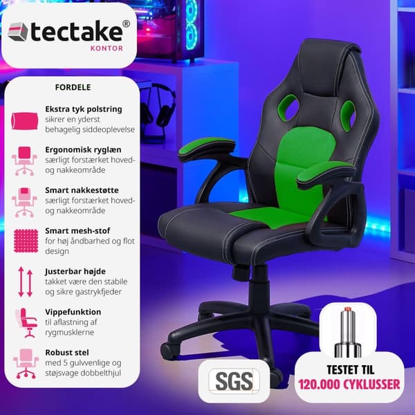 Gamerstol Mike - sort/grøn