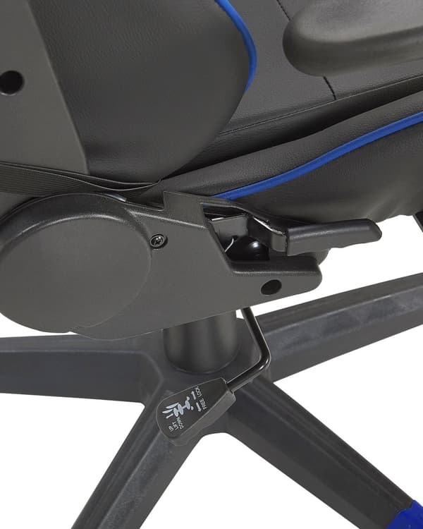 Gamingstol Svart Blå Konstläder Justerbara Armstöd och Höjd Fotstöd Modern design
