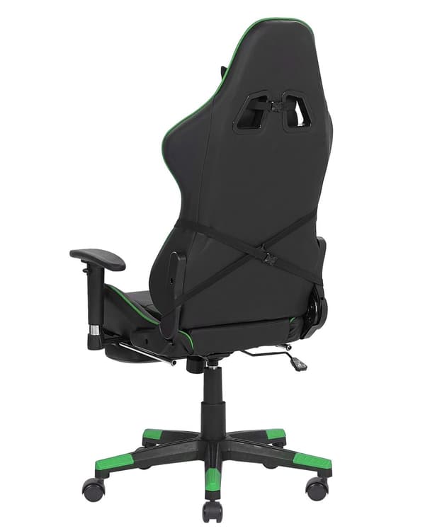Gamingstol Svart Grön Konstläder Justerbara Armstöd och Höjd Fotstöd Modern design