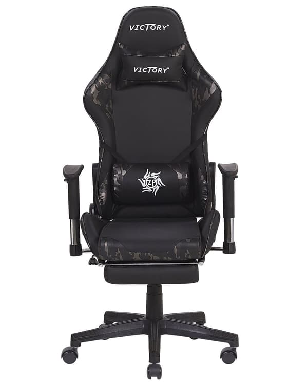 Gamingstol Svart Camouflage Konstläder Justerbara Armstöd och Höjd Fotstöd Modern design