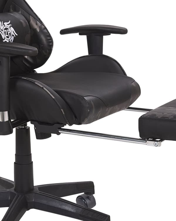 Gamingstol Svart Camouflage Konstläder Justerbara Armstöd och Höjd Fotstöd Modern design