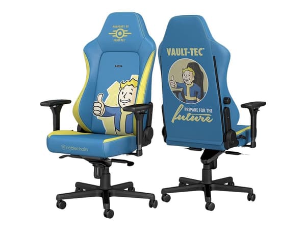 Noblechairs Hero - Stol - armlener - T-formet - tipping - roterende - nylon, lær, velur, polyuretanlær, pulverbelagt aluminium, kaldskum - Fallout Va