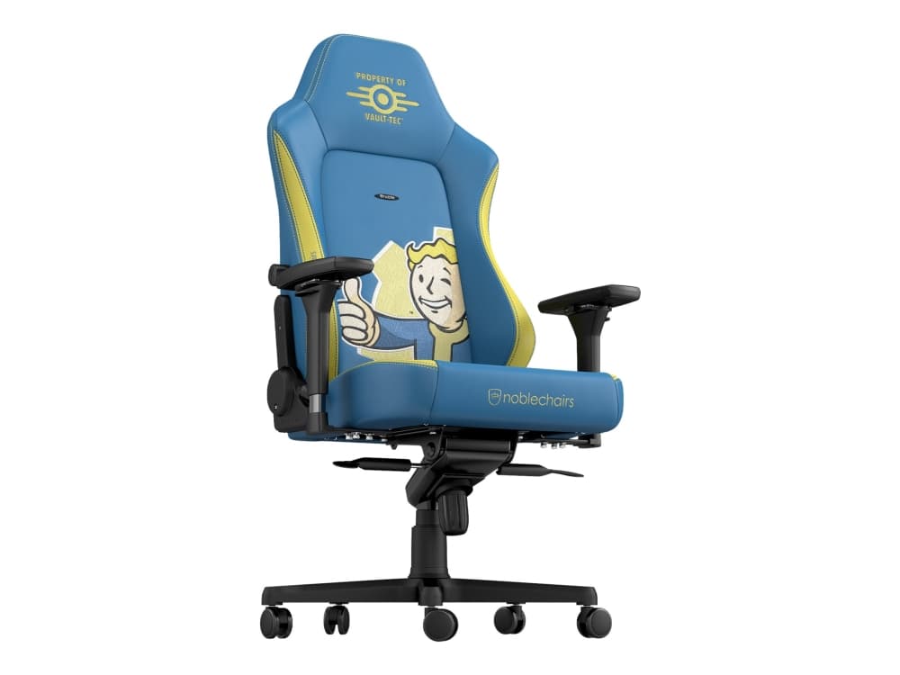 Noblechairs Hero - Stol - armstöd - T-formad - lutning - svängtapp - nylon, läder, velour, polyuretanläder, puderöverdragen aluminium, kallt skum - F